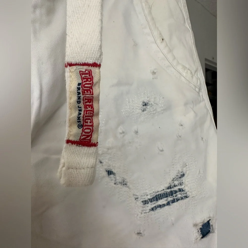 True Religion Off-White Denim Shorts
